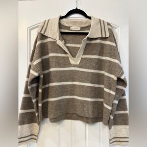 By Together Striped Collared Sweater